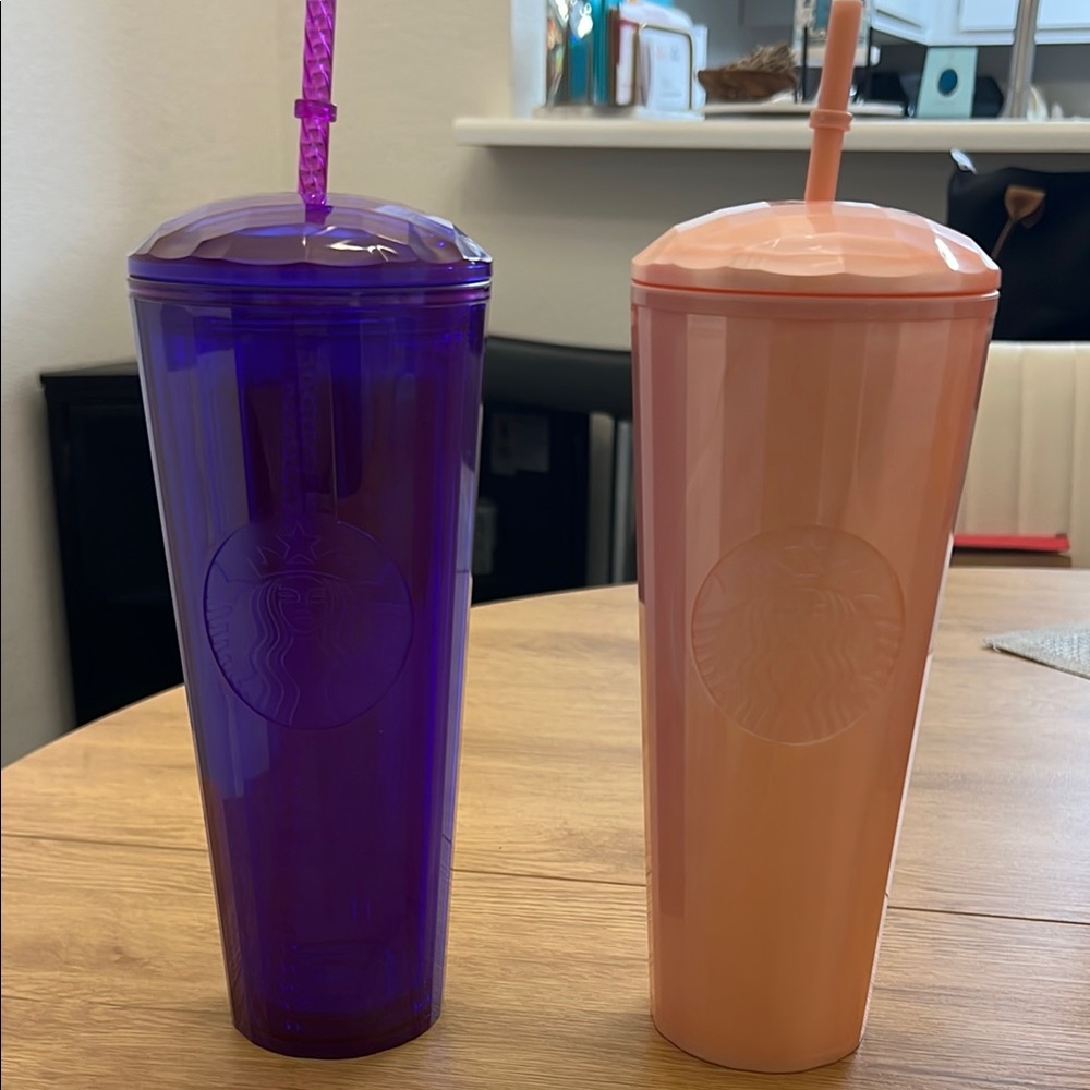Starbucks Vibrant Purple and Peach Tumblers